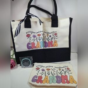 Grandma Gifts, Grandma Tote Bag, Grandma Cosmetic Bag, Grandma Bracelet